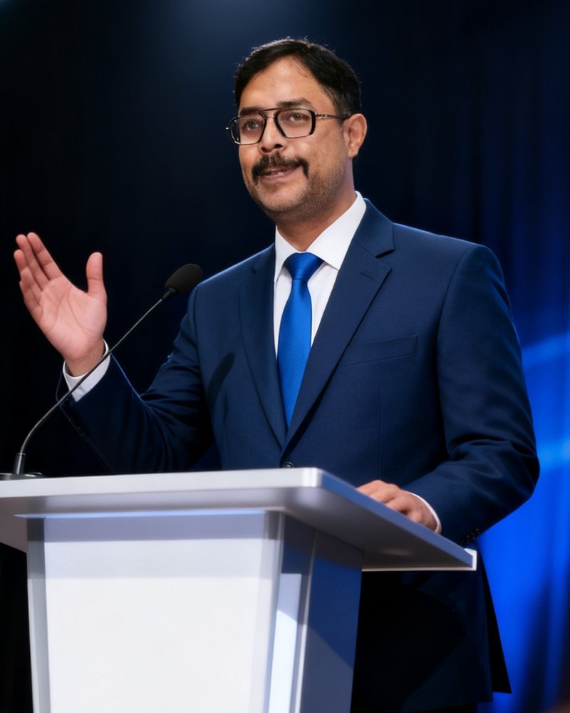 Sanjay Kumar, Founder of RCMaI.Net, speaking at a podium